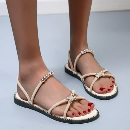 

Aayomet Slippers For Women Slip On Women s Nila one band low block heel sandal +Wide Widths Available Beige 7.5