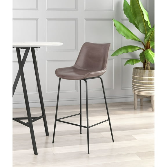 Byron Barstool Brown Barstool, Modern Style, Plush and durable faux leather fabric, Plywood, Indoor Bar