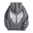 thumbnail image 6 of Puliio Womens Full Zip Up Hoodie Oversized Vintage Graphic Print Warm Fall Sweatshirt With Side Pockets, 6 of 7