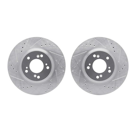 Dynamic Friction Company Front Brake Rotors-Drilled and Slotted-Silver 7002-59041