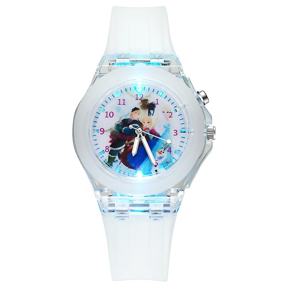 Ekiwen Frozen Princess Elsa Watch Kids Girl Silicone Night Luminous Watches