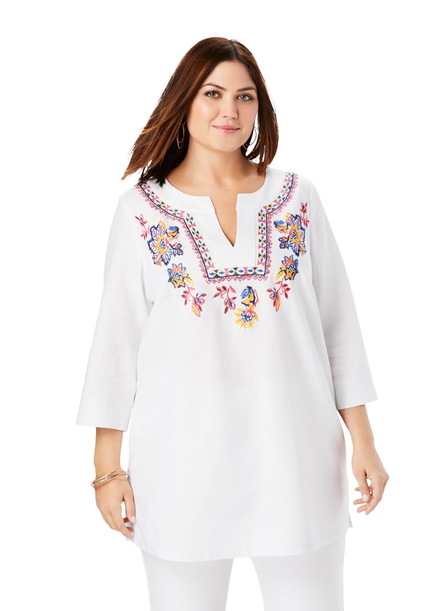 Jessica London - Jessica London Women's Plus Size Linen V-Neck Tunic ...