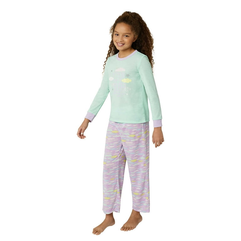 Eddie Bauer Girls 3 Piece Robe and Pajama Set Green Large 14 16