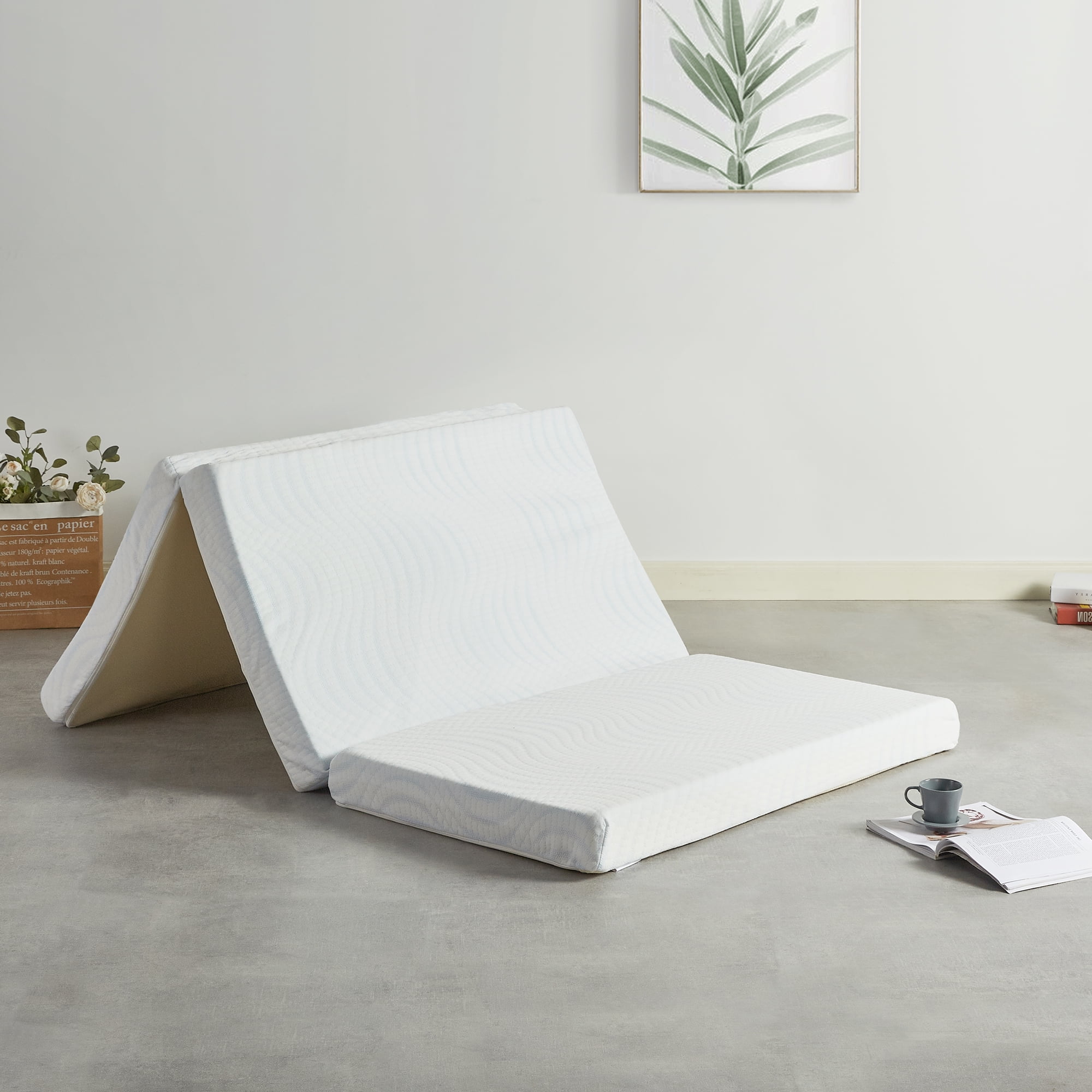 Mellow 4 Inch Cooling Gel Trifold Memory Foam Mattress Topper with