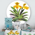 thumbnail image 1 of Designart - Vintage Yellow Orchid - Traditional Metal Circle Wall Art, 1 of 5
