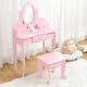 thumbnail image 1 of Set de Tocador para Niñas con Espejo, Mesa y Taburete de Madera para Maquillaje, Juguete para Niñas de 4 a 9 Años, 1 of 7