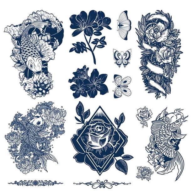(B) (Set ZB38 40 41 50 52) Pegatinas Tatuaje Semipermanentes Serie Animal Pegatinas Tatuaje Corporal 160x115 Mm