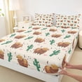 thumbnail image 3 of Castle Fairy Children Highland Bull Twin Sheet Sets,Green Cactus Bedding, 3 of 7