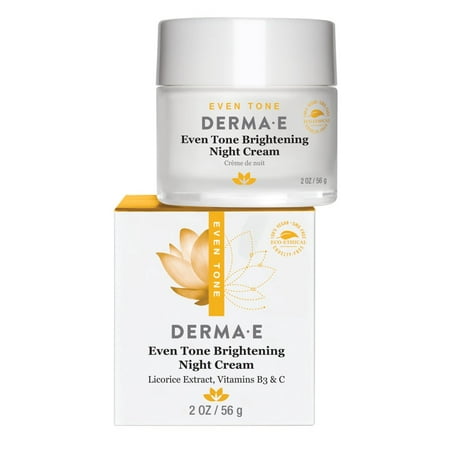 Derma E Even Tone Brightening Night Cream, 2 Oz (Best Cream For Even Skin Tone)