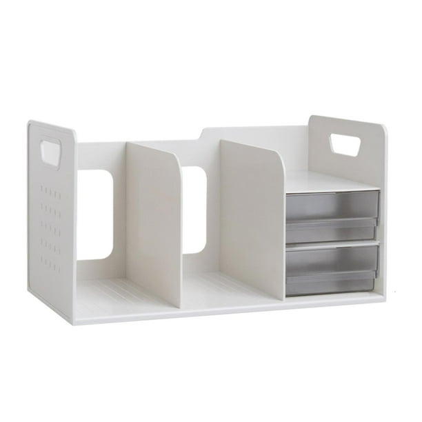 Organizador de libros, organizador de almacenamiento de libros, estantería multifuncional para niños. Blanco y claro