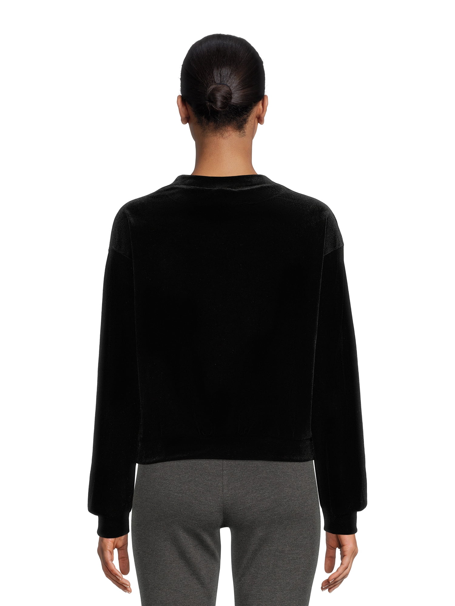 Self Esteem Women's Juniors Drop Shoulder Long Sleeve Velvet Pullover