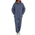 thumbnail image 4 of Inleife Sweatsuits Women 2 Piece Outfit Casual Comfy Hoodie Tops Baggy Navy Sweatpants Sweat Set, 4 of 6