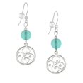 thumbnail image 2 of One Pair Handmade Round Filigree Sterling Silver Beaded Earrings - Aqua, 2 of 4