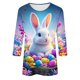 thumbnail image 5 of TaTaai Women's Easter Printed T Shirt 3/4 Sleeve Round Neck Casual Loose Fit Top Fashion Pullover Soft Comfortable Blouse for Spring Summer Daily Party Wear Gift, 5 of 5