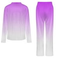 thumbnail image 6 of Aesthetic Purple And White Gradient Womens Pyjamas Set Button Up Pyjamas Womens with Long Sleeve Top And Wide Leg Pants V-neck Loungewear Sets, 6 of 9