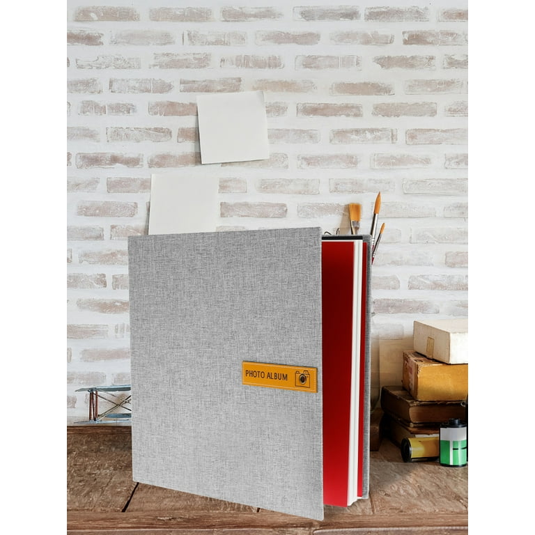Popotop Large Photo Album Self Adhesive 4x6 5x7 8x10 Scrapbook Album DIY 60  Pages Picture Book,Gifts for Mom,Family Baby and Wedding,with Metal Pen and  Plastic Board 13x12.660pages Orange