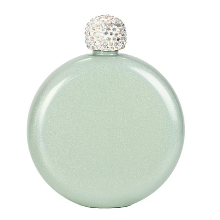 

Xunyuan 140ml 304 Stainless Steel Hip Flask Portable Leak-proof Faux Crystal Lid Alcohol Flask for Office
