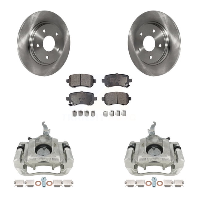 Transit Auto Rear Disc Brake Caliper Rotors and Semi-Metallic Pads Kit for Car 2009-2011 Dodge Journey KC8-100701P