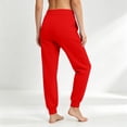 thumbnail image 6 of Women's Fleece Sweatpants Winter High Waisted Joggers Athletic Pants Casual Fall Drawstring Trousers with Pockets,Red L, 6 of 8