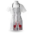 thumbnail image 3 of Antlers Apron Deer Tree Forest with Red Holiday Theme Flying Leaves Branch Reindeer, Unisex Kitchen Bib Apron with Adjustable Neck for Cooking Baking Gardening, Red Black Grey White, by Ambesonne, 3 of 3