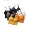 thumbnail image 2 of BadPiggies Women's Comfy Wirefree Seamless Bra Adjustable Cami Lounge Bra Padded Bralettes Longline Pullover Sleep Bra (L/XL, Yellow), 2 of 6