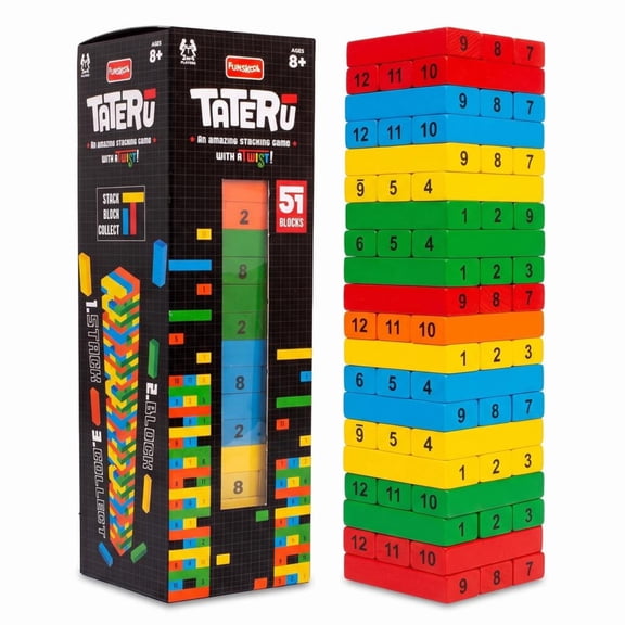 Livevie Hardwood Blocks Stacking Tower Game, Strategy Game for 2 or 4 Players, Suitable for Ages 8 and Up