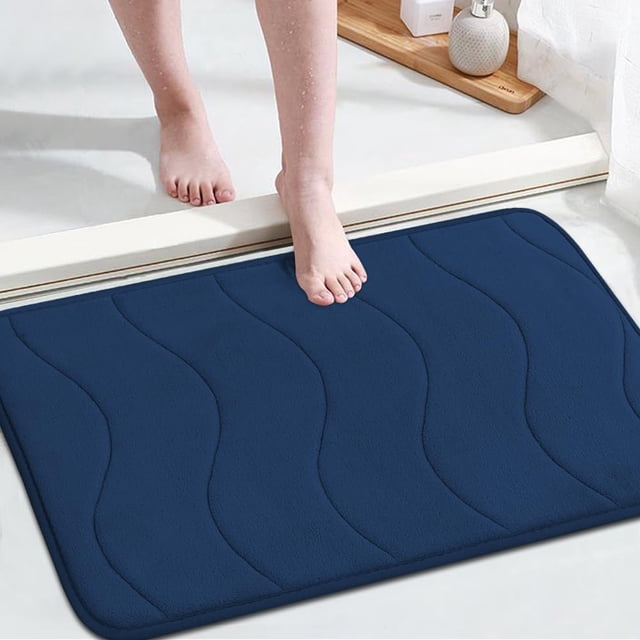 Alfombra de baño Flamingo P, espuma viscoelástica, antideslizante, 50 x 80 cm, color azul marino