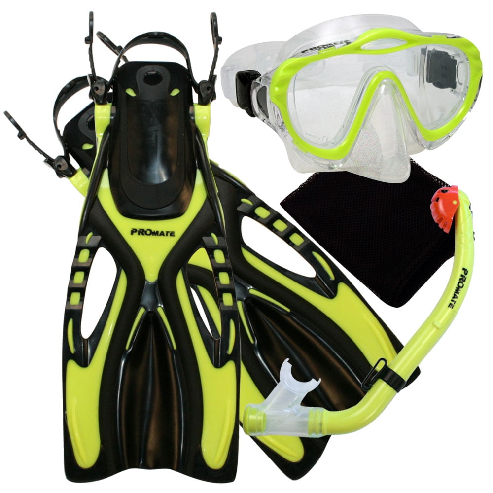 Girls Child Youth Mask Dry Snorkel Fins Snorkeling Set 
