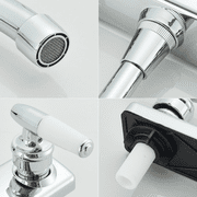 Zovajonia Chrome Two Handle Kitchen Faucet, High Arc 360° Swivel Spout Sink Faucet, Modern Commercial 3 Hole Kitchen Faucet, Plastic Body