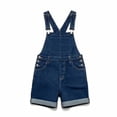 thumbnail image 2 of Homenesgenics Men's Shorts Casual Chest Pocket Washed Denim Suspenders Shorts Workwear Overalls Blue M, 2 of 5