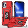 thumbnail image 3 of For Apple iPhone 14 Plus (6.7") Cases Kickstand & Slide Camera Lens Protection + 360° Rotate Ring Stand, Hybrid Shockproof Phone Case Cover by Xpression - Red, 3 of 9