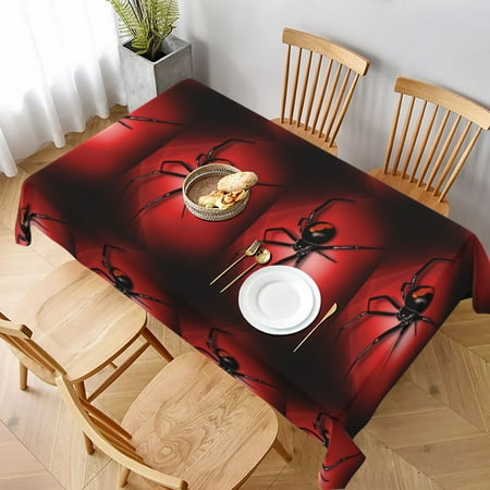 

Tablecloth Spider In Red Dark Cool Table Cloth For Rectangle Tables Waterproof Resistant Picnic Table Covers For Kitchen Dining/Party(60x90in)