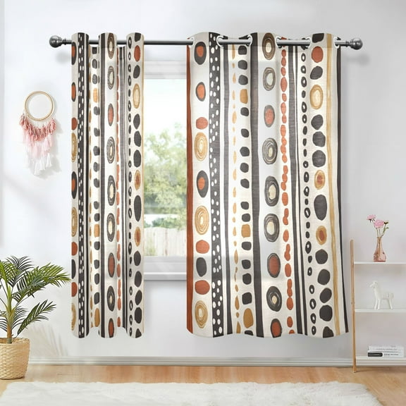 Yayeee Window Curtains Set of 2 for Living Room Light Filtering 63"x42", Black Abstract Dots