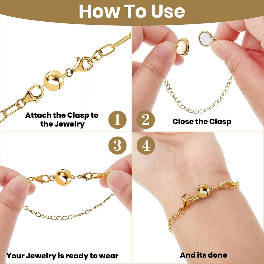 Magnetic Clasps for Necklaces in 925 Sterling Silver Magnetic Necklace Clasp 14K Yellow Gold Plated Jewelry Lock with Lobster Clasp for Women Women 2.50 Grams Christmas Gifts