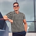 thumbnail image 4 of Balery Black and white houndstooth Camisa Polo de Hombre con Estampado, de Manga Corta y Tejido Medio, Camisa Tipo Golf Polo-3X-Large, 4 of 6