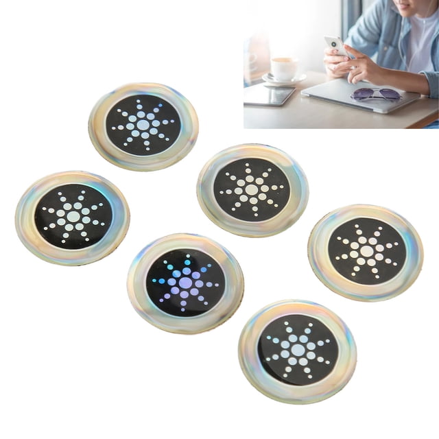 6 Pcs Protection de Cellulaire, Autocollant de Protection de Téléphone Réduisent les Radiations, Minéraux Ioniques Autocollants Clignotants pour Téléphone, Tablette et Tous Appareils Électriques