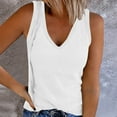 thumbnail image 2 of Women's Ribbed Tank Tops Sleeveless V Neck Slim Fit Casual T Shirt Solid Color Basic Tees White,S, 2 of 6