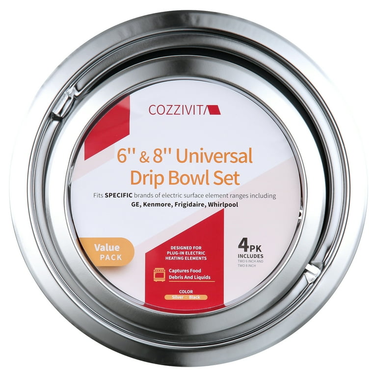 4-Piece Drip Pans Set - Compatible with GE Stoves - Chrome Finish Electric Stove  Burner Drip Pans - 3 x 6inch, 1 x 8inch Stove Drip Pans - GE Stove Drip -  Walmart.com