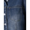 thumbnail image 6 of DARING DIVA Women's Cropped Washed Lightweight Frayed Hem Denim Jacket L Blue, 6 of 7