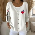 thumbnail image 2 of Wang6 Womens Lightweight Plus Size Cardigans Sweaters Trendy Long Sleeve Open Front Button down Knit Sweater Fall V Neck United kingdom Letter Printed Outwear Tops White XL, 2 of 4