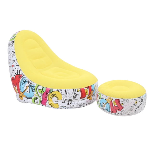 Fauteuil Lounge Gonflable avec Repose-Pieds, Portable, Étanche, Floqué, Pliant, Canapé-Lit Pneumatique pour Camping en Plein Air