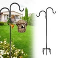 thumbnail image 4 of Metal Shepherd’s Hook, Double Arm Garden Stake, 76in Tall, 5-Prong Base, Outdoor Hanging for Plants, Lanterns, Bird Feeders, 4 of 9