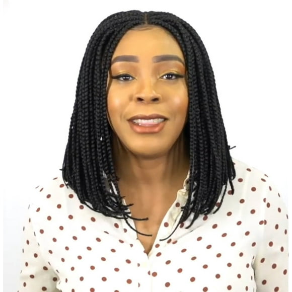 Women Medium Length Black Braid Wig