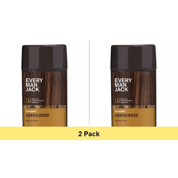 Every Man Jack Deodorant Stick, Sandalwood 3 oz - 2 Pack