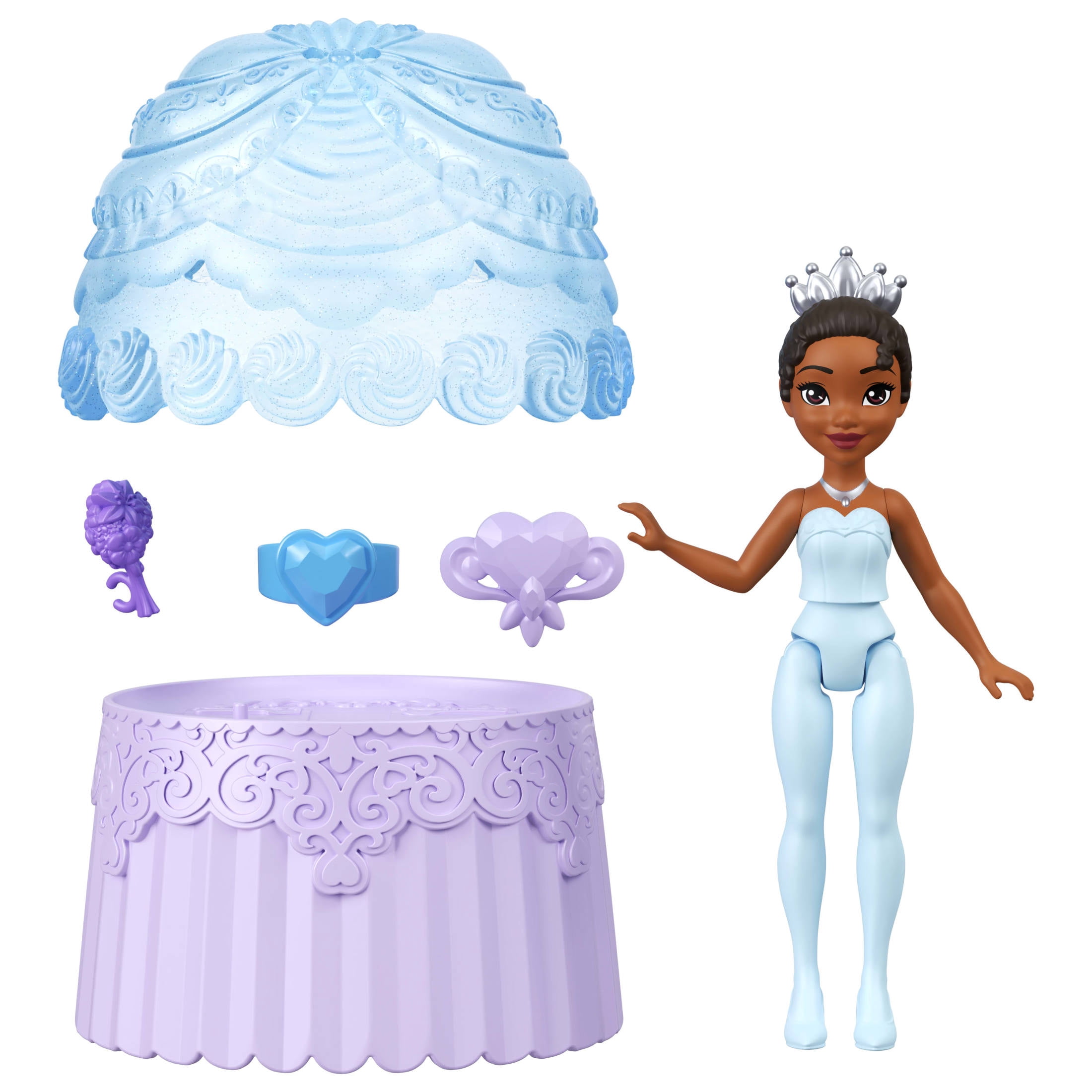 Disney Princess Valentine Cupcake Small Doll Reveal with 5 Surprises Including Heart Ring for Child (Dolls May Vary)