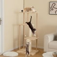 thumbnail image 4 of Gymax 50'' Tall Solid Wood Cat Tree w/ Oak Frame & Beech Post Scratching Board & Posts, 4 of 10