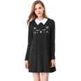 thumbnail image 1 of INSPIRE CHIC Robe Femme Imprimé Visage de Chat Col Contrasté au-Dessus du Genou, 1 of 7