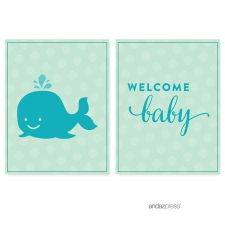 Boy Whale Nautical Baby Shower Party Signs Banner Decorations