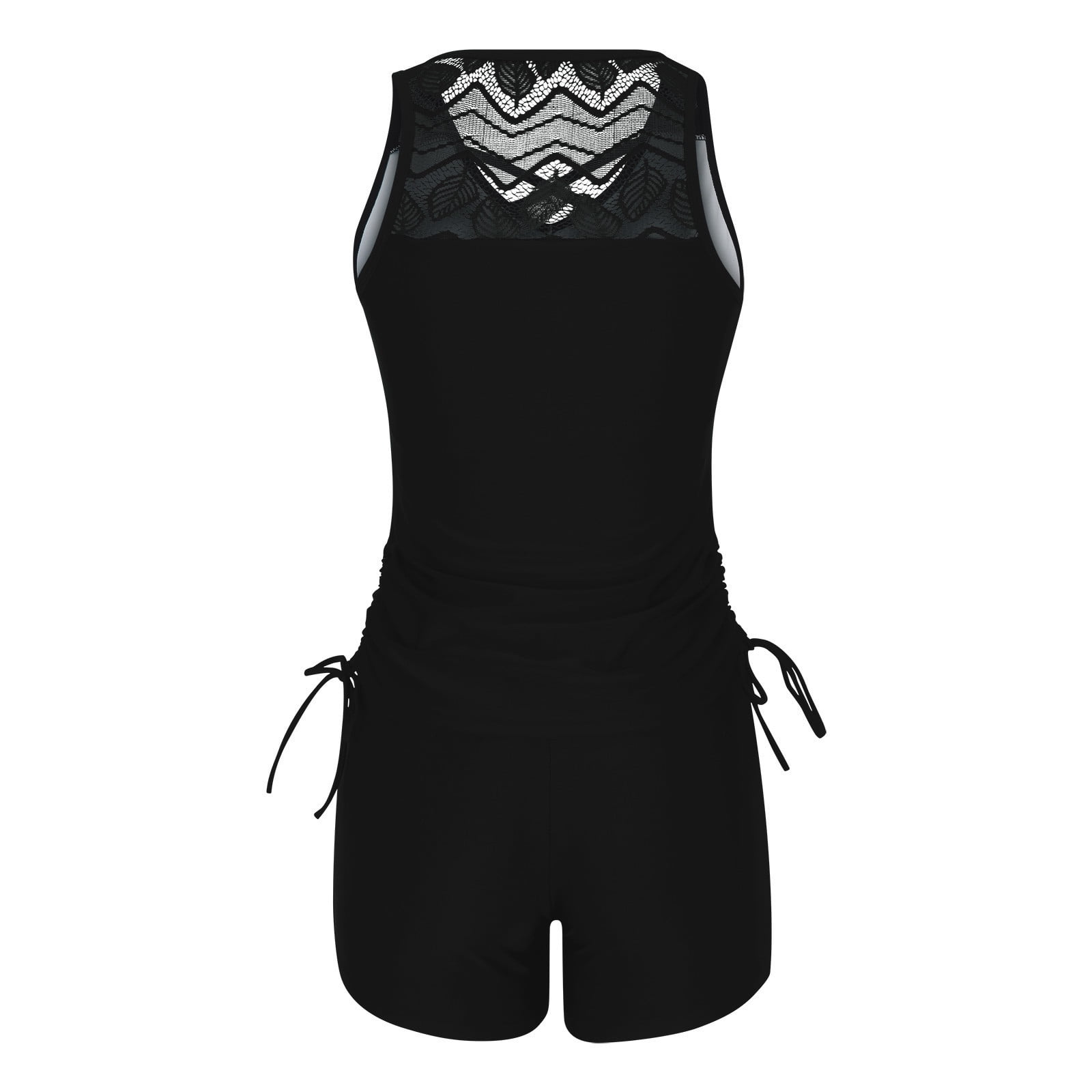 Tankini Swimsuits for Women Two Piece Bathing Suit with Shorts Summer Casual Loose Athletic Swimwear White M