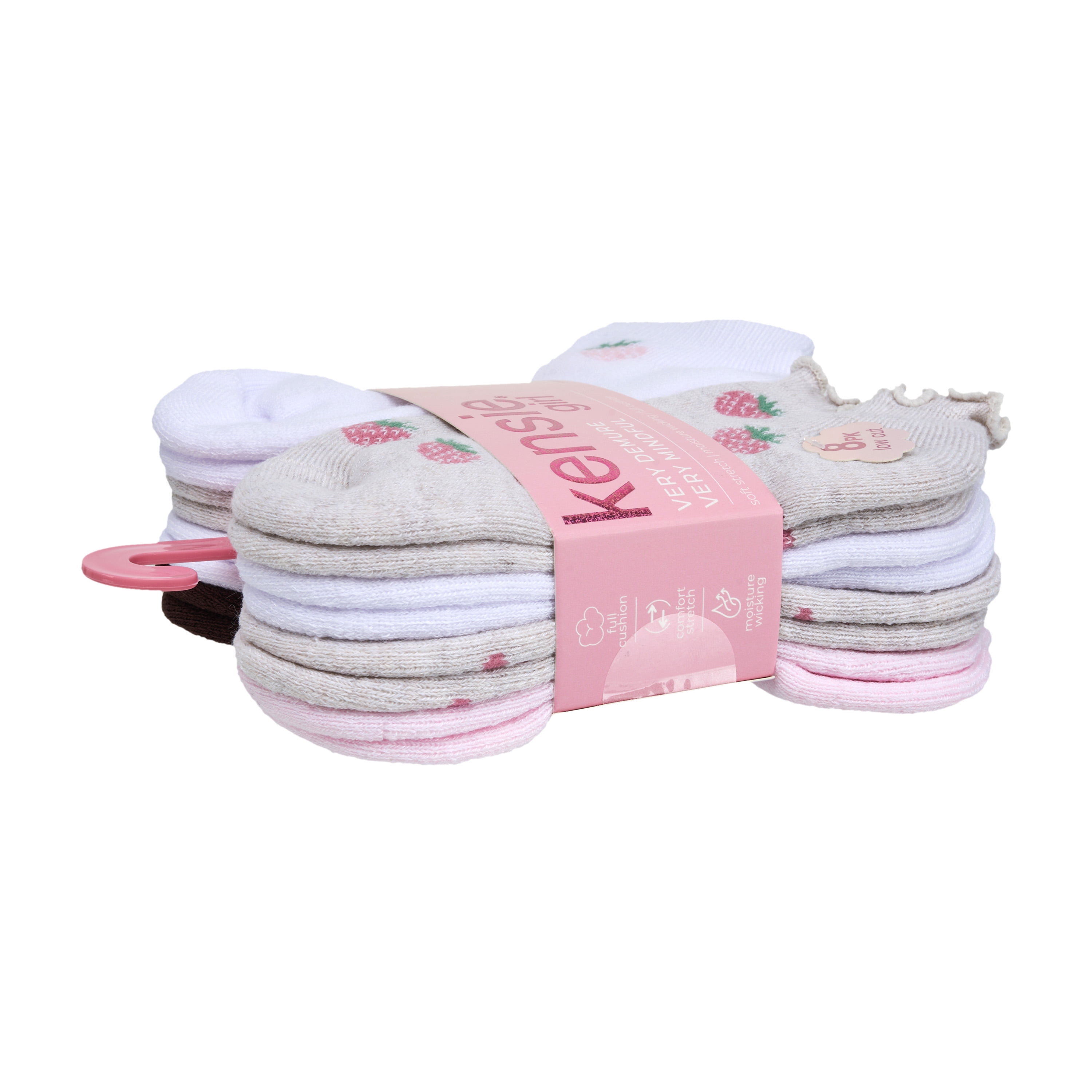Kensie Girls Full Cushion Low Cut Kids Socks (8-Pack) – Strawberry